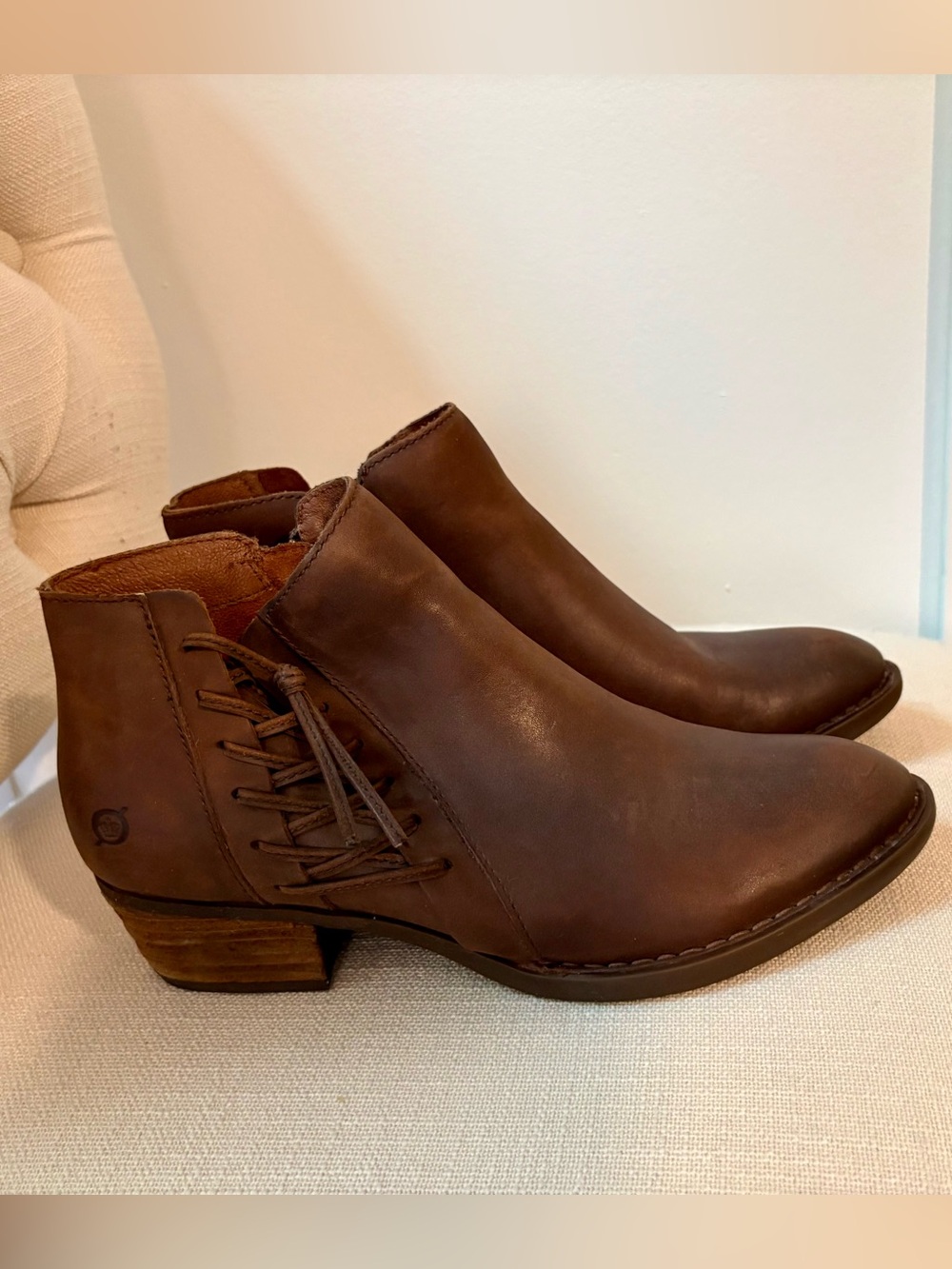 Born Women’s Brown Leather Ankle Booties - Zippered Stylish Comfort